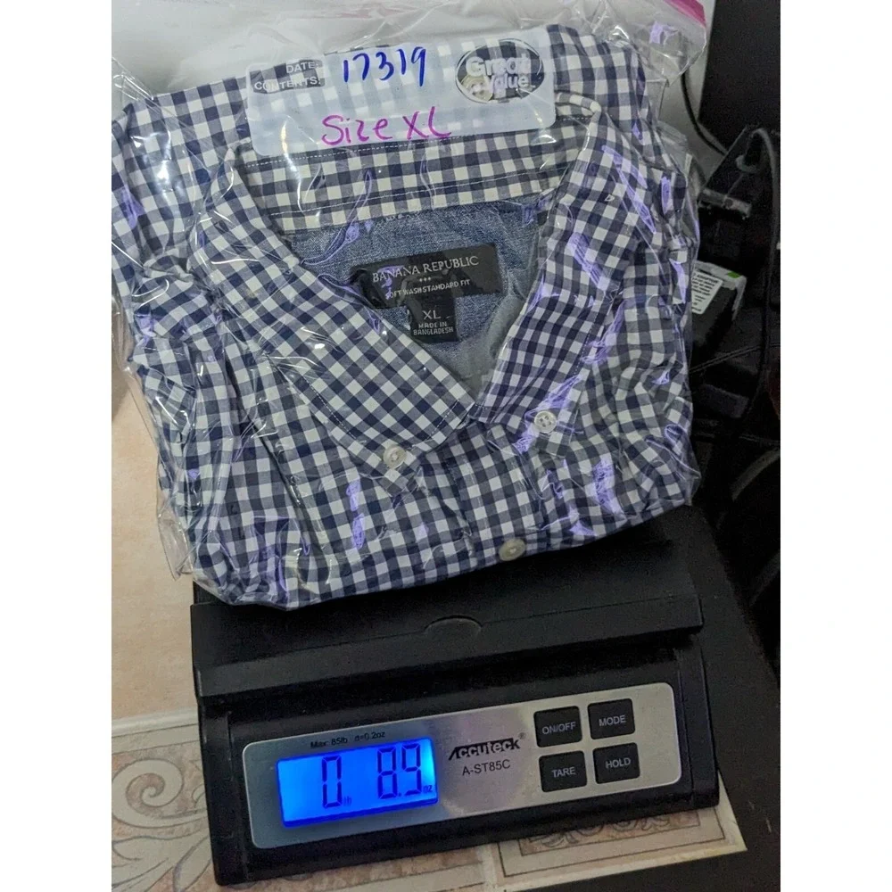 BANANA REPUBLIC SOFT WASH STANDARD FIT Men XL Blue Gingham Check Button-Up Shirt